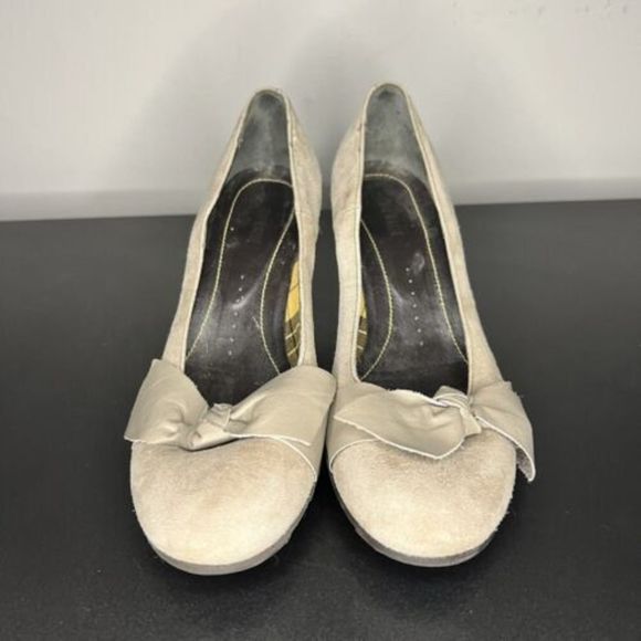 Vic Matie Tan Suede Pumps Heels With Bow Women’s Size US 6.5 EU 36.5 Shoes - Picture 2 of 12